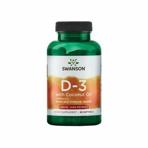 Vitamín D3 s kokosovým olejem 60 tobolek 5000IU - Swanson - EXP: 5/2022