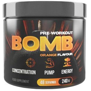 7NUTRITION Pre-Workout Bomb 240 g, komplexní sypká předtréninková směs Varianta: Pomeranč