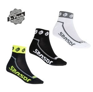 SENSOR PONOŽKY 3-PACK RACE LITE SMALL HANDS černá/bílá/ref.žlutá Velikost: 6/8 ponožky