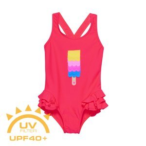 COLOR KIDS-Swimsuit W. Application, diva pink Růžová 116