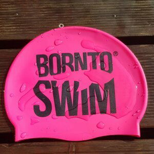 Born To Swim Silikonová čepice Růžová Classic, Velké Logo Barva: Růžová,  Bílá