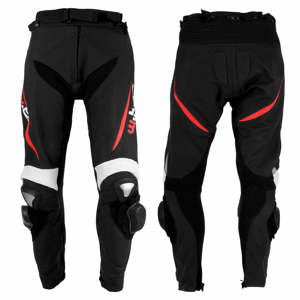 Pánské Kožené Moto Kalhoty W-Tec Vector  Černo-Červená  Xl