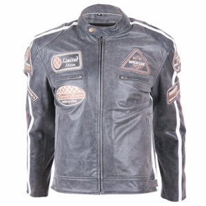 Kožená Moto Bunda Bos 2058 Vintage Grey  Šedá  S