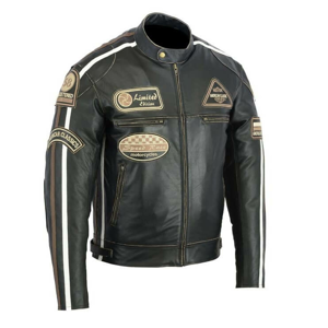 Kožená Moto Bunda Bos 2058 Antique Black  Černá  2Xl