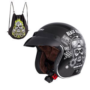 Moto Přilba W-Tec Kustom Black Heart  Starter, Matně Černá