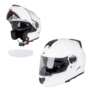Výklopná moto helma W-TEC Vexamo PP s Pinlockem  bílá  M (57-58)