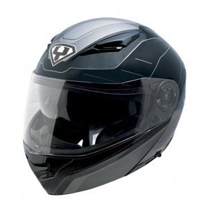 Výklopná moto helma Yohe 950-16  Black-Grey  M (57-58)