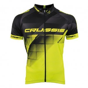 Cyklistický dres Crussis  černá-fluo žlutá  L