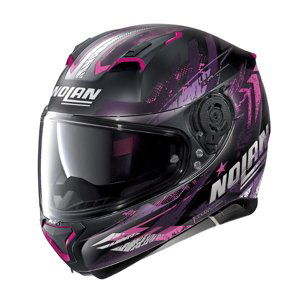 Moto helma Nolan N87 Carnival N-Com  Flat Black-Purple  L (59-60)