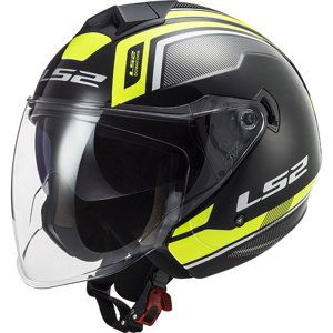 Moto Helma Ls2 Of573 Twister Ii Flix  Black H-V Yellow  S (55-56)