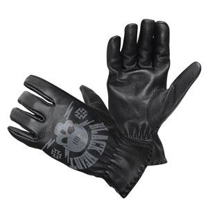 Kožené moto rukavice Black Heart Skull Gloves  černá  S