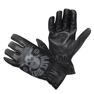 Kožené moto rukavice Black Heart Skull Gloves  černá  L