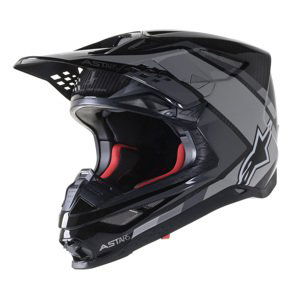 Moto přilba Alpinestars Supertech S-M10 Carbon Meta2 MIPS černá/š