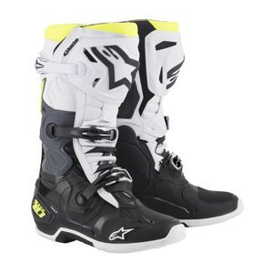 Moto boty Alpinestars Tech 10 černá/bílá/žlutá fluo 2022  43