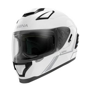 Moto přilba SENA Stryker s integrovaným Mesh headsetem Shine Whit