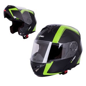 Výklopná moto helma W-TEC Vexamo  L (59-60)  černo-zelená