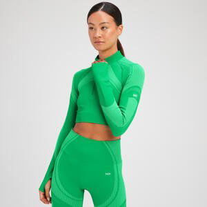 MP Dámský Tempo Ultra Seamless Crop Top s Dlouhým Rukávem 1/4 Zip – Zářivě Zelené - L