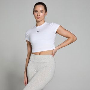 MP Dámské Basics Body Fit Zkrácené Tričko s Krátkým Rukávem – Bílé - XL