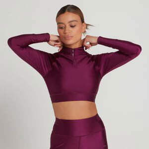 Limitovaná Edice MP Dámský Engage 1/4 Zip Crop Top s Dlouhým Rukávem – Tmavě Fialový - XL