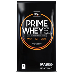 Proteinové prášky QNT PRIME WHEY- 100 % Whey Isolate & Concentrate Blend 30 g Salted Caramel
