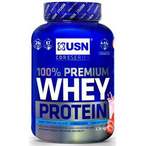 Proteinové prášky USN 100% Whey Protein Premium jahoda se smetanou 2.28kg