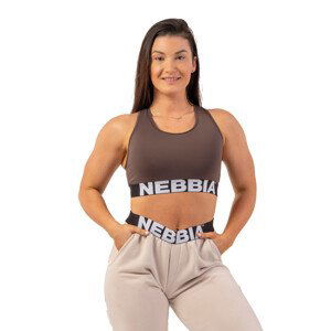 NEBBIA Feel Good Look Good Sportovní podprsenka Cross Back 410 Brown Barva: Hnědá, Velikost: XS