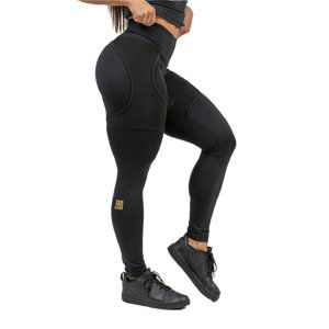 NEBBIA Intense Legíny se síťkou Mesh 838 Black/Gold Barva: Černá/Zlatá, Velikost: S