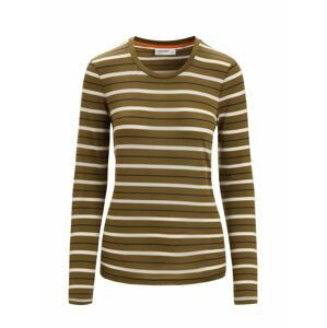 ICEBREAKER Wmns Wave LS Tee Stripe, Algae/Chalk velikost: M