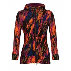 dámská mikina s kapucí, zip ICEBREAKER Wmns Quantum III LS Zip Hoodie SediMenstary, Cherry/Flash/Black/Aop velikost: XL