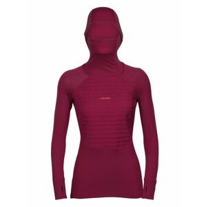 dámská mikina s kapucí ICEBREAKER Wmns ZoneKnit™ Insulated LS Hoodie, Cherry velikost: S