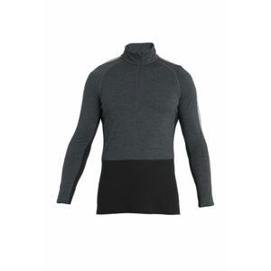 ICEBREAKER Mens Merino ZoneKnit 200 LS Half Zip, Jet Heather/Black/Metro H velikost: L