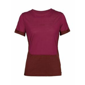 dámské triko krátký rukáv ICEBREAKER Wmns ZoneKnit SS Slit Back Tee, Cherry/Espresso velikost: M