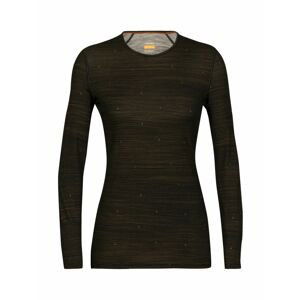 dámské triko dlouhý rukáv ICEBREAKER Wmns 200 Oasis LS Crewe Ski Tracks, Black/Clove/Aop velikost: XS