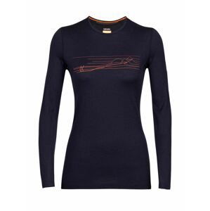 dámské triko dlouhý rukáv ICEBREAKER Wmns 200 Oasis LS Crewe Ski Stripes, Midnight Navy velikost: XL