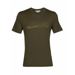 pánské triko krátký rukáv ICEBREAKER Mens Tech Lite II SS Tee Ski Stripes, Loden velikost: XXL