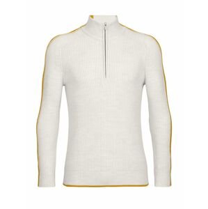 pánská mikina, zip ICEBREAKER Mens Lodge LS Half Zip Sweater, Ecru HTHR/Silent Gold velikost: S