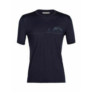 pánské merino triko krátký rukáv ICEBREAKER Mens Tech Lite II SS Tee Single Line Camp, Midnight Navy velikost: XL