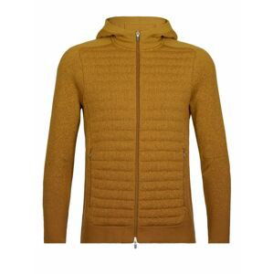 pánská mikina s kapucí, zip ICEBREAKER Mens ZoneKnit™ Insulated LS Zip Hoodie, Clove/Silent Gold velikost: L