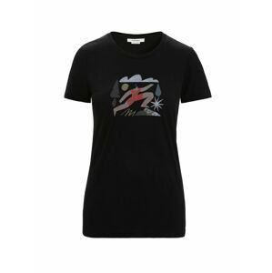 ICEBREAKER Wmns Tech Lite II SS Tee Spring Run, Black velikost: XS