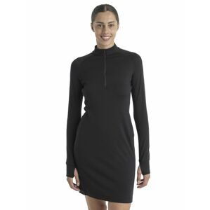 ICEBREAKER Wmns Merino 260 Granary LS Half Zip Tee Dress, Black velikost: L