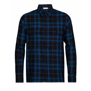 pánská košile dlouhý rukáv ICEBREAKER Mens Dawnder LS Flannel Shirt Plaid, Midnight Navy velikost: S