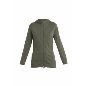 ICEBREAKER Wmns Quantum III LS Zip Hood, Loden velikost: M