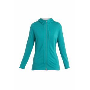 ICEBREAKER Wmns Quantum III LS Zip Hood, Flux Green/Ether velikost: L