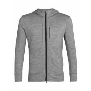 pánská merino mikina s kapucí, zip ICEBREAKER Mens Quantum III LS Zip Hoodie, Metro Heather/Black velikost: L