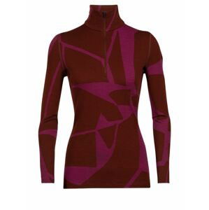 dámské triko dlouhý rukáv, 1/2 zip ICEBREAKER Wmns 250 Vertex LS Half Zip Fractured Landscapes, Espresso/Cherry/J velikost: XL