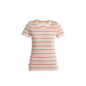 ICEBREAKER Wmns Wave SS Tee Stripe, Ecru Heather/Tang/Lux velikost: M