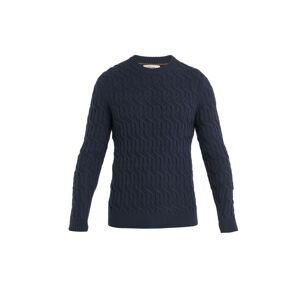 ICEBREAKER Mens Merino Cable Knit Crewe Sweater, Midnight Navy velikost: XL