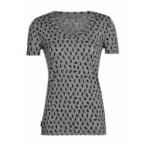 dámské merino triko krátký rukáv ICEBREAKER Wmns Tech Lite II SS Scoop Tee 1000 Footste, Metro Heather/Aop (vzorek) velikost: S