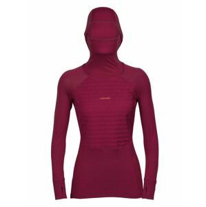 dámská merino mikina, kapuce ICEBREAKER Wmns ZoneKnit Insulated LS Hoodie, Cherry (vzorek) velikost: S