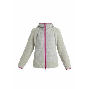 ICEBREAKER Wmns RealFleece High Pile LS Zip Hood, Ecru Heather/Ether/Tempo/Cb (vzorek) velikost: S